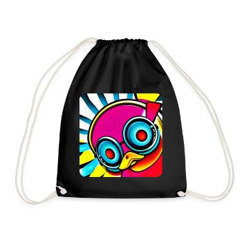 Crazy duck in bright colors - Drawstring Bag - black - Front