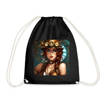 Sexy fille steampunk avec chapeau et montre - Sac de sport léger - noir - Devant