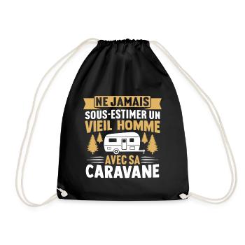 un vieil homme avec sa caravane - Sac de sport léger - noir - Devant
