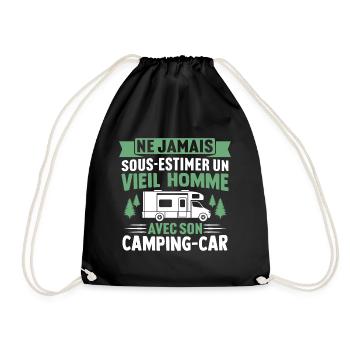 Un vieil homme avec son camping car - Sac de sport léger - noir - Devant