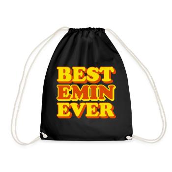 Emin First Name Funny Gift - Drawstring Bag - black - Front