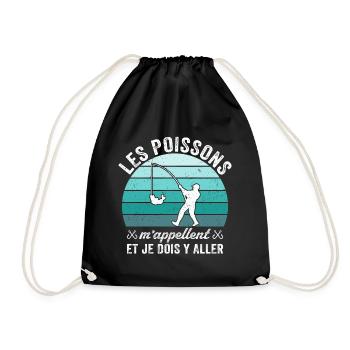 les poissons m'appellent et je dois y aller - Sac de sport léger - noir - Devant