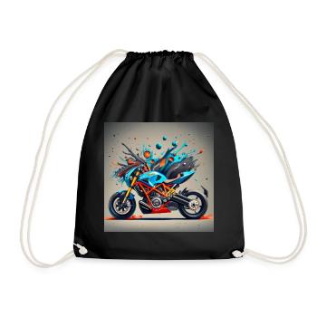 Moto colorée - Sac de sport léger - noir - Devant