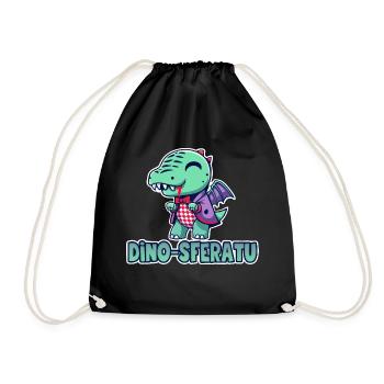 Drawing Dinosaur Vampire Chibi Humor - Drawstring Bag - black - Front