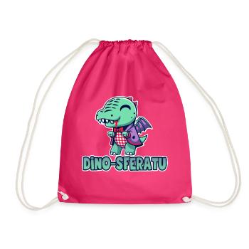Drawing Dinosaur Vampire Chibi Humor - Drawstring Bag - fuchsia - Front