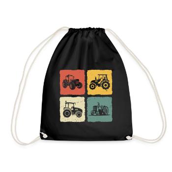 Retro Vintage Mann Traktor Agricult Geschenkidee - Turnbeutel - Schwarz - Vorne