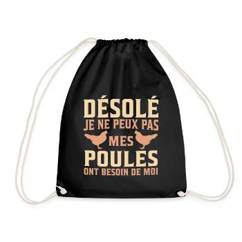 désolé mes poules ont besoin de moi - Sac de sport léger - noir - Devant