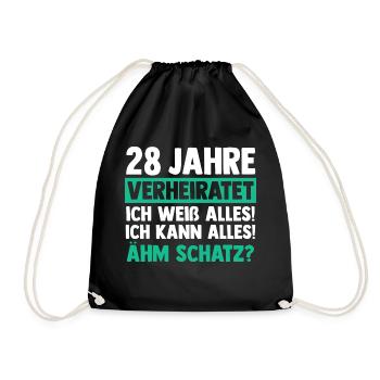Ehe Nelkenhochzeit 28 Jahre Verheiratet Hochzeitst - Turnbeutel - Schwarz - Vorne
