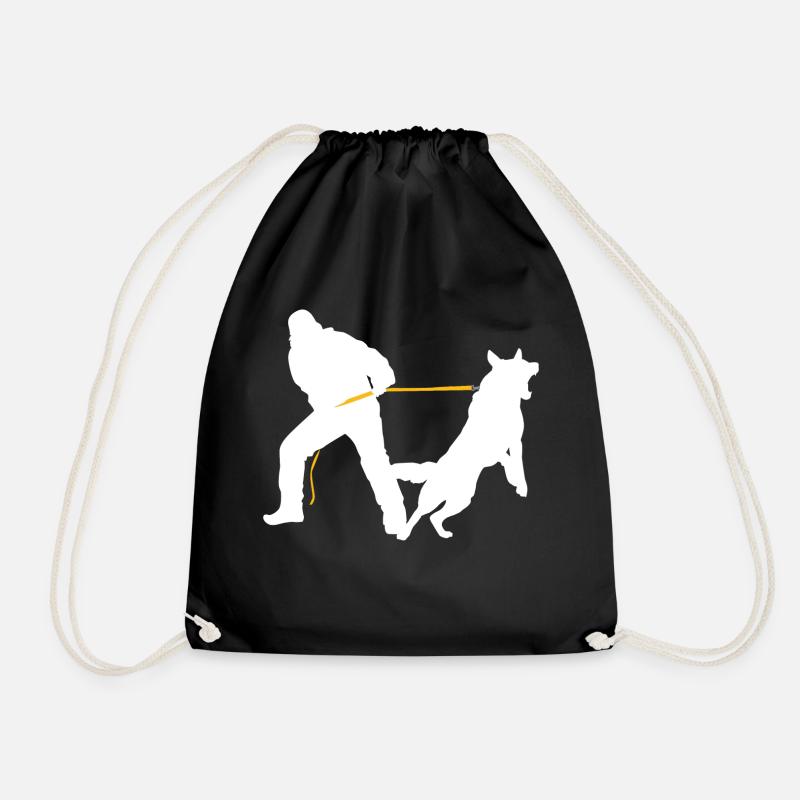 Handler and dog - Drawstring Bag - black