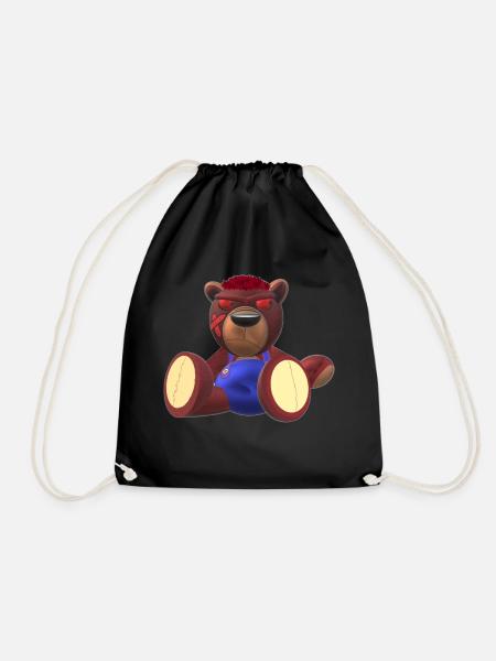 Creepy Teddy Natural - Drawstring Bag - black