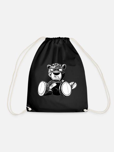 Creepy Teddy Black&White - Drawstring Bag - black