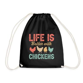 Life is Better with Chickens - Drawstring Bag - black - Front