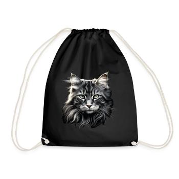 Chat à poil long Chat Blanc Maine Coone Chat de la forêt - Sac de sport léger - noir - Devant