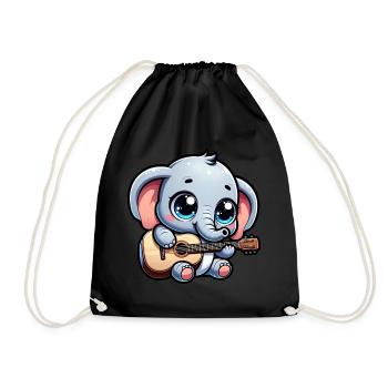Elephant Playing the guitar Jumbo Melodies Baby Te - Drawstring Bag - black - Front