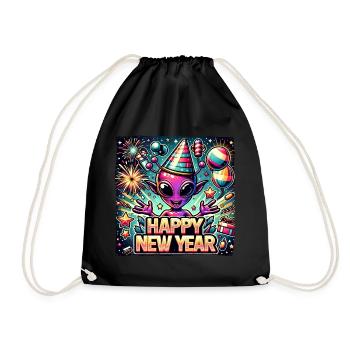 Nouvel An Réveillon du Nouvel An Alien Joyeux Noël - Sac de sport léger - noir - Devant
