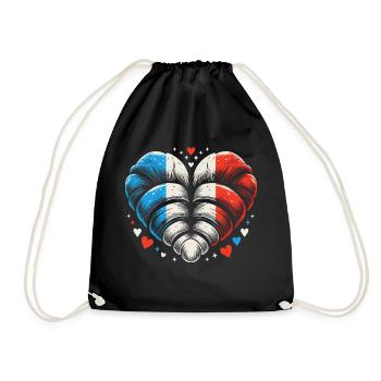 Français Croissant Art - cadeau drôle - Sac de sport léger - noir - Devant