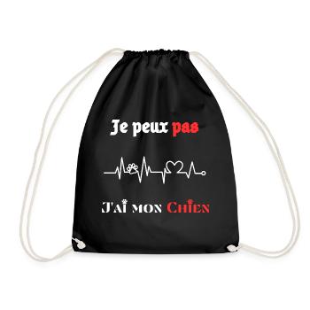 Je peux pas j'ai mon Chien : T-shirt Chien humour - Sac de sport léger - noir - Devant