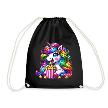 Unicorn Popcorn Carnival, Rainbow Costume - Drawstring Bag - black - Front