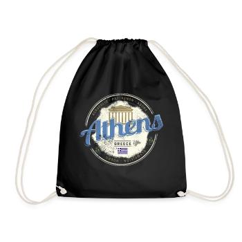 Athens Greece Acropolis Vintage Souvenir - Drawstring Bag - black - Front