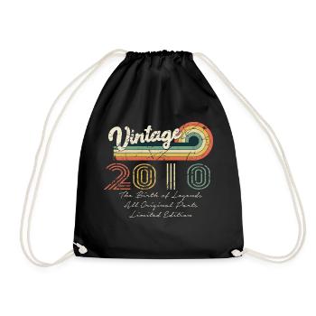 Awesome Since 2010 Anniversary 2010 Vintage 201 - Drawstring Bag - black - Front