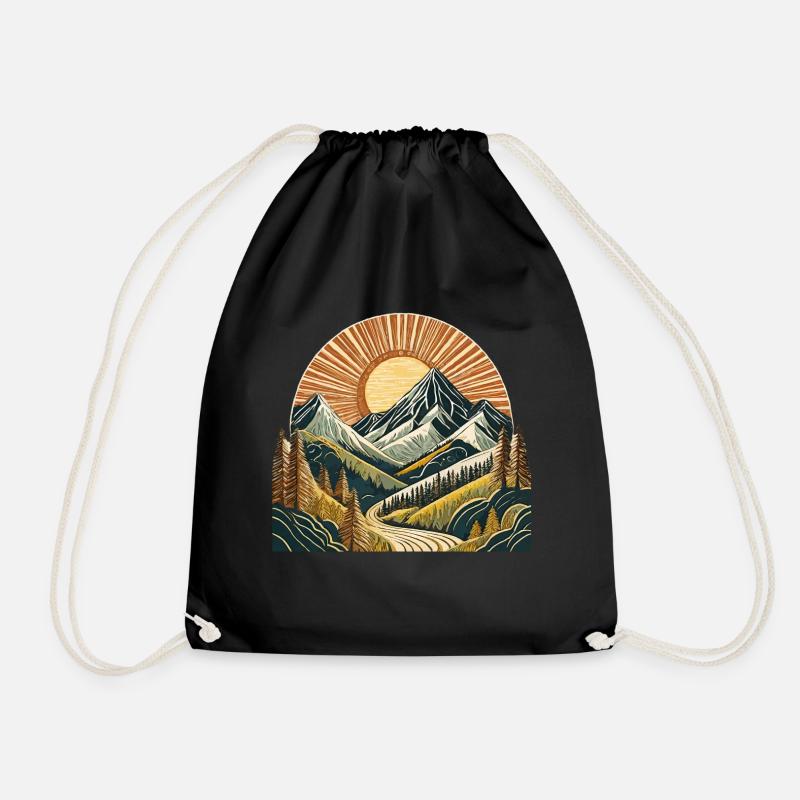 Sunny Mountains - Drawstring Bag - black
