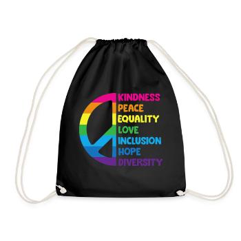 Bienveillance, Paix, Egalité, Amour, Inclusion, Espoir - Sac de sport léger - noir - Devant