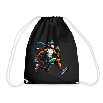 Monkey Fitness-Enthusiast Running & Jogging - Drawstring Bag - black - Front