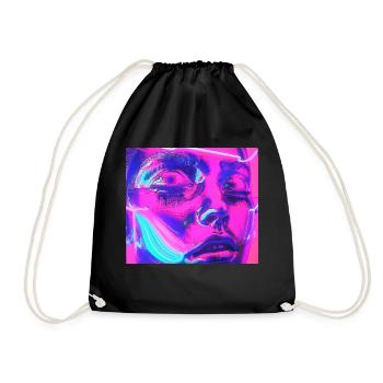 Neo-Glitch Portrait - Drawstring Bag - black - Front