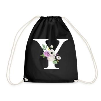 Lettre y floral violet - Sac de sport léger - noir - Devant
