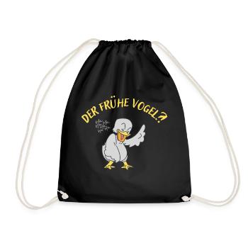 Der frühe Vogel?! - Turnbeutel - Schwarz - Vorne