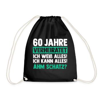 Ehe Diamantene Hochzeit 60 Jahre Verheiratet Hochz - Turnbeutel - Schwarz - Vorne