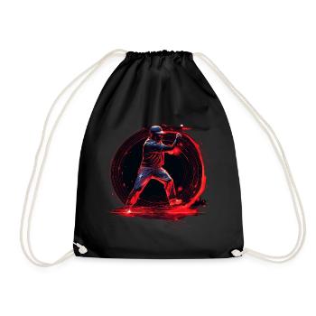 Baseball pitcher in red neon sign, pop art - Drawstring Bag - black - Front