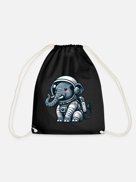 Elefant Astronaut Weltraum Universum - Turnbeutel - Schwarz