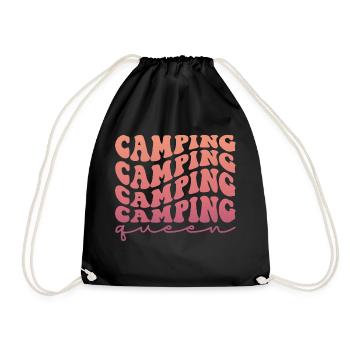 Camping Camping Camping Queen - Turnbeutel - Schwarz - Vorne