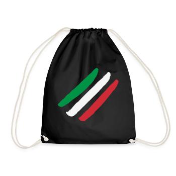 Italien Flagge - Steifen - Turnbeutel - Schwarz - Vorne