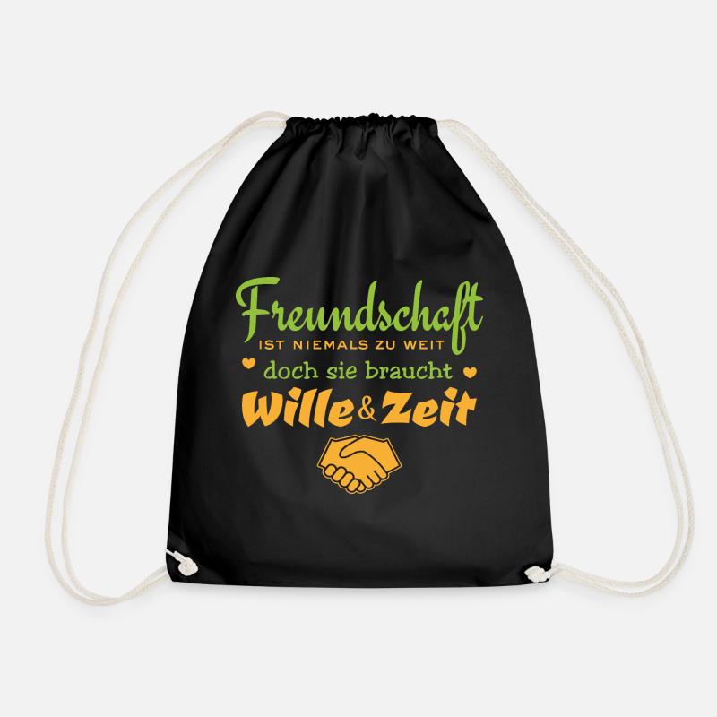 Freundschaft ist niemals zu weit - Spruch - Turnbeutel - Schwarz