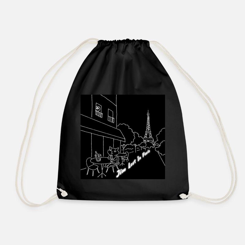 "Jim Lost In Paris" - Drawstring Bag - black