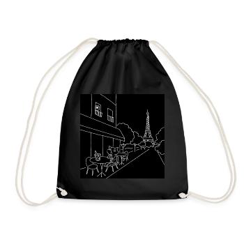 "Jim Lost In Paris" (ohne Text) - Turnbeutel - Schwarz - Vorne