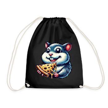 Hamster guinea pig pizza fast food lover - Drawstring Bag - black - Front