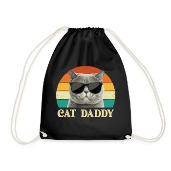 Cat Daddy Proud Cat Lover Kitten Owner - Drawstring Bag - black - Front