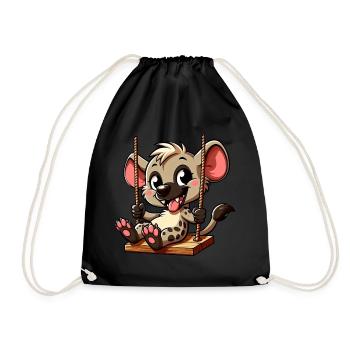 mignonne hyène se balançant terrain de jeu dessin animé - Sac de sport léger - noir - Devant