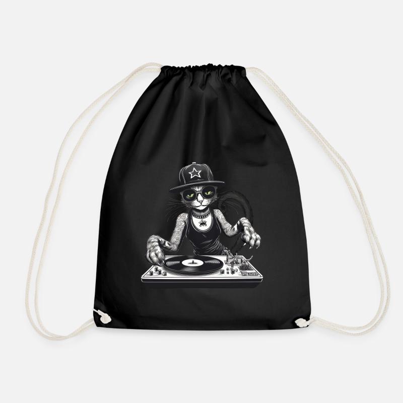 Cool Cat DJane - Drawstring Bag - black