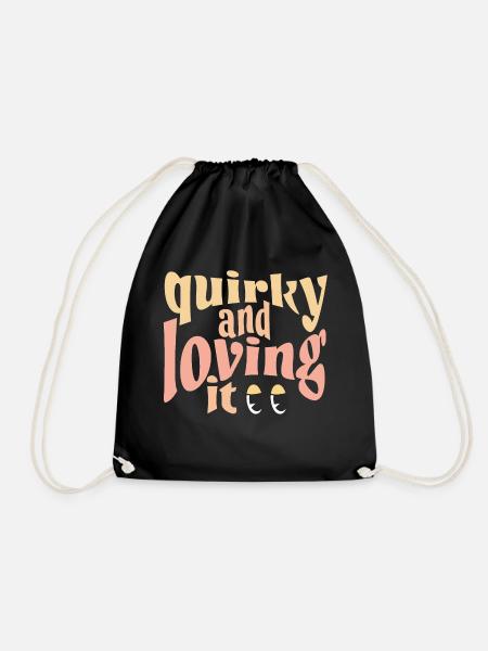 Quirky and loving it in yellow - Drawstring Bag - black