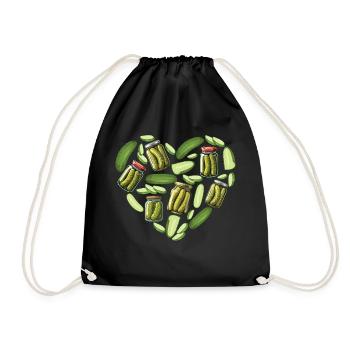 Pickle Heart - Concombre amateur de cornichons à l'aneth - Sac de sport léger - noir - Devant