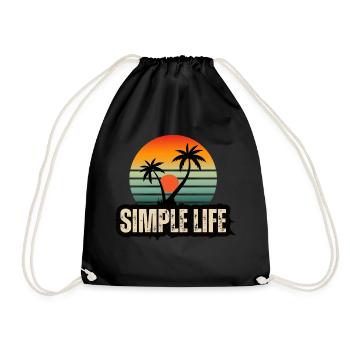 Retro Simple Life Relaxed Holiday Beach Vibes - Drawstring Bag - black - Front
