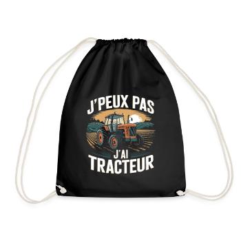 tee shirt I can't I have tractor - Drawstring Bag - black - Front