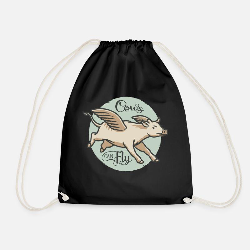 Cows can fly - Drawstring Bag - black