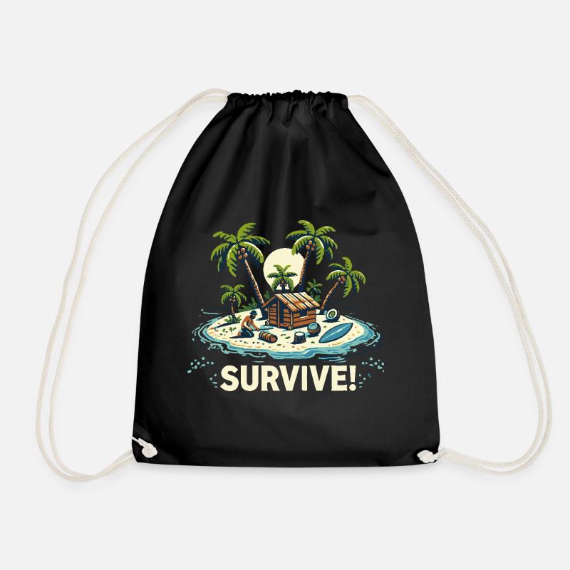VACATION ON THE ISLAND - Drawstring Bag - black