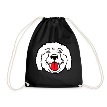 Cher chien tire la langue joyeusement - Sac de sport léger - noir - Devant