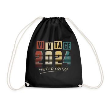 2024 Vintage 2024 born in 2024 Birthday. Year 2 - Drawstring Bag - black - Front